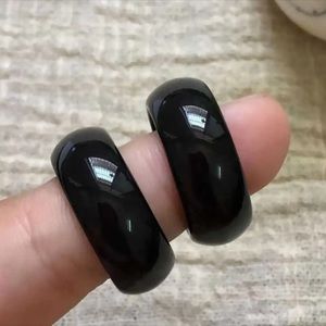 Black Agate Thick Band Ring